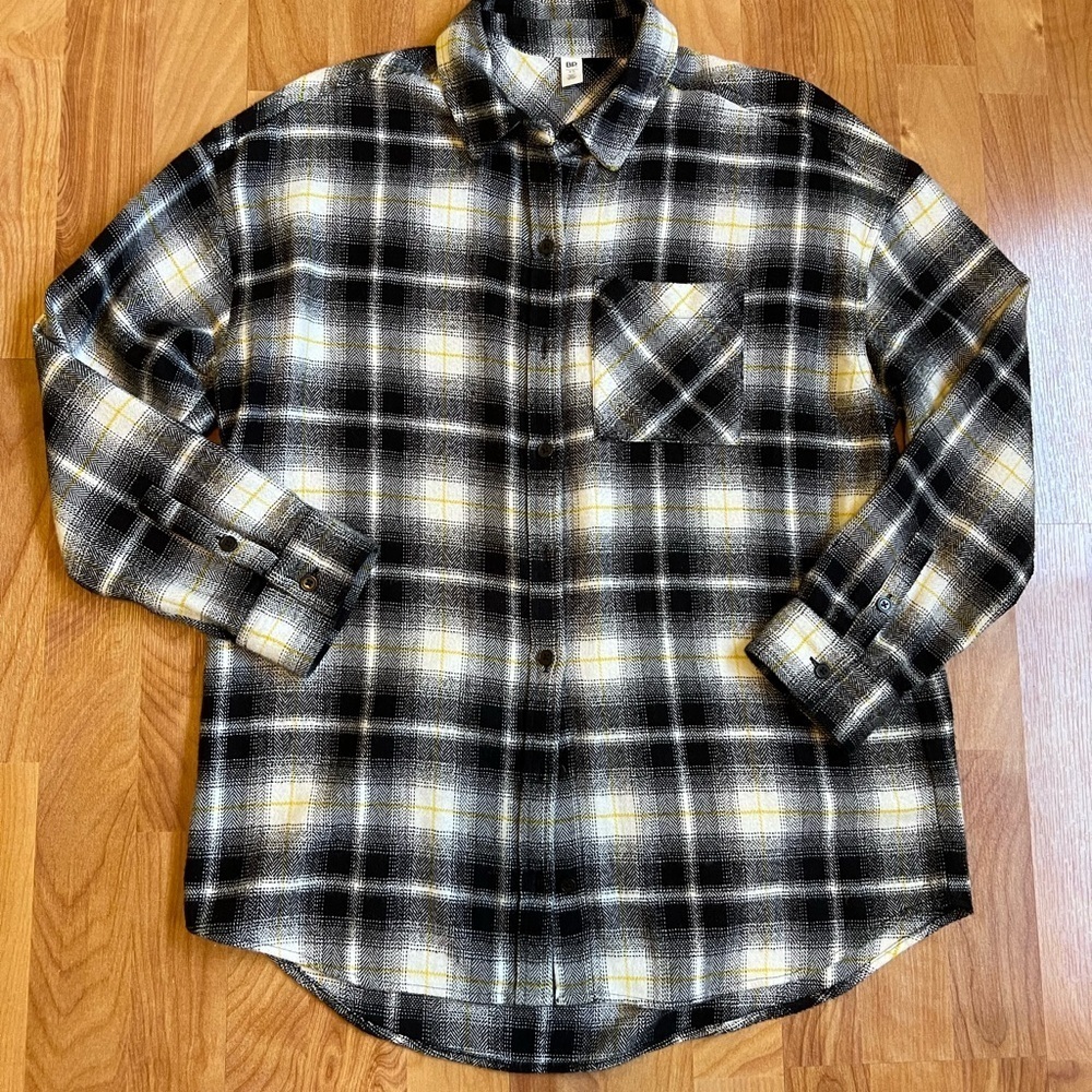EUC BP Nordstrom Black & White Plaid Flannel sz XS